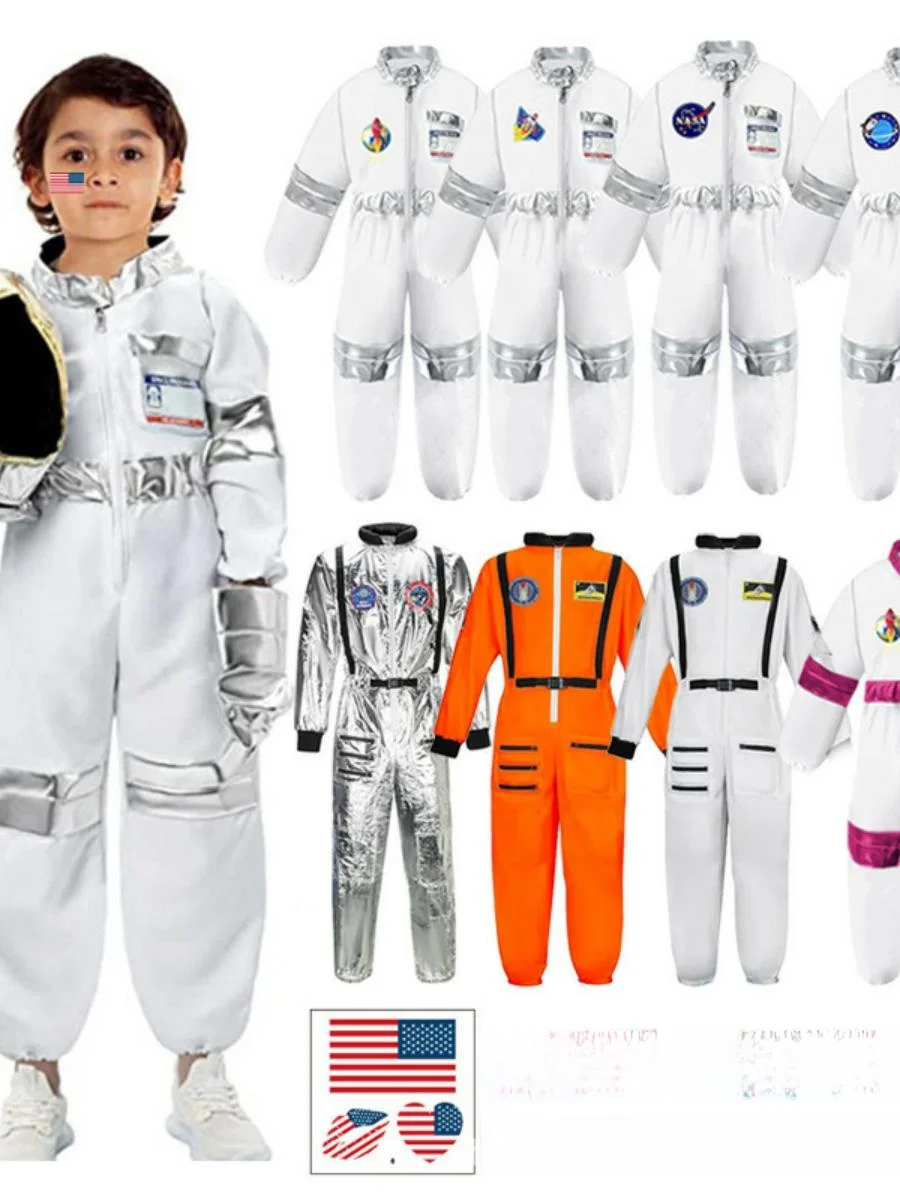Kostium kosmonauty dla dzieci, strój astronauty na Halloween, przebranie na imprezę tematyczną, ubrania z poliestru.