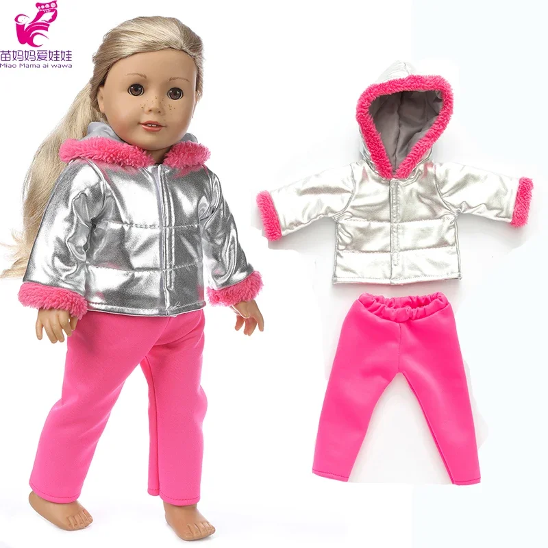 43 Cm Baby Doll Clothes Winter Ski Jacket Pants Set 18 Inch Girl Doll Coat Dolls Clothes