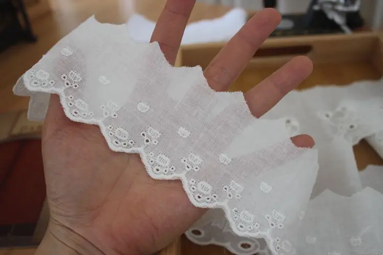 Pizzo ricamato con orsetto di cotone, accessori per la decorazione della casa dei bambini fai da te, finiture in pizzo, nuovo, RS4628, 10 iarde/lotto