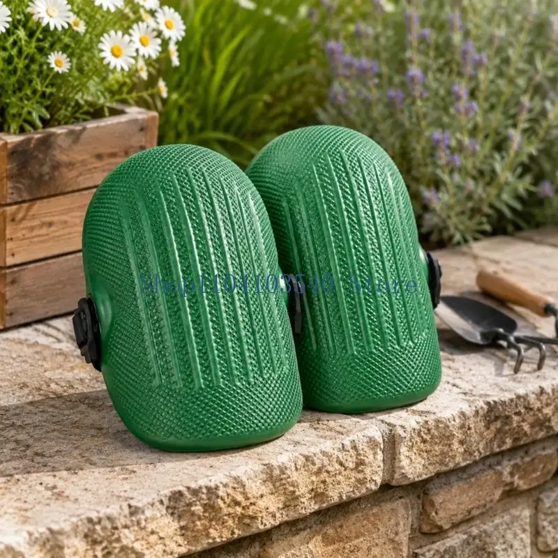 02DC Work Knee Pads Cushion with Molded Bodies, Textured Exteriors, and Side Buckles for Construction Tasks and Outdoor Yard
