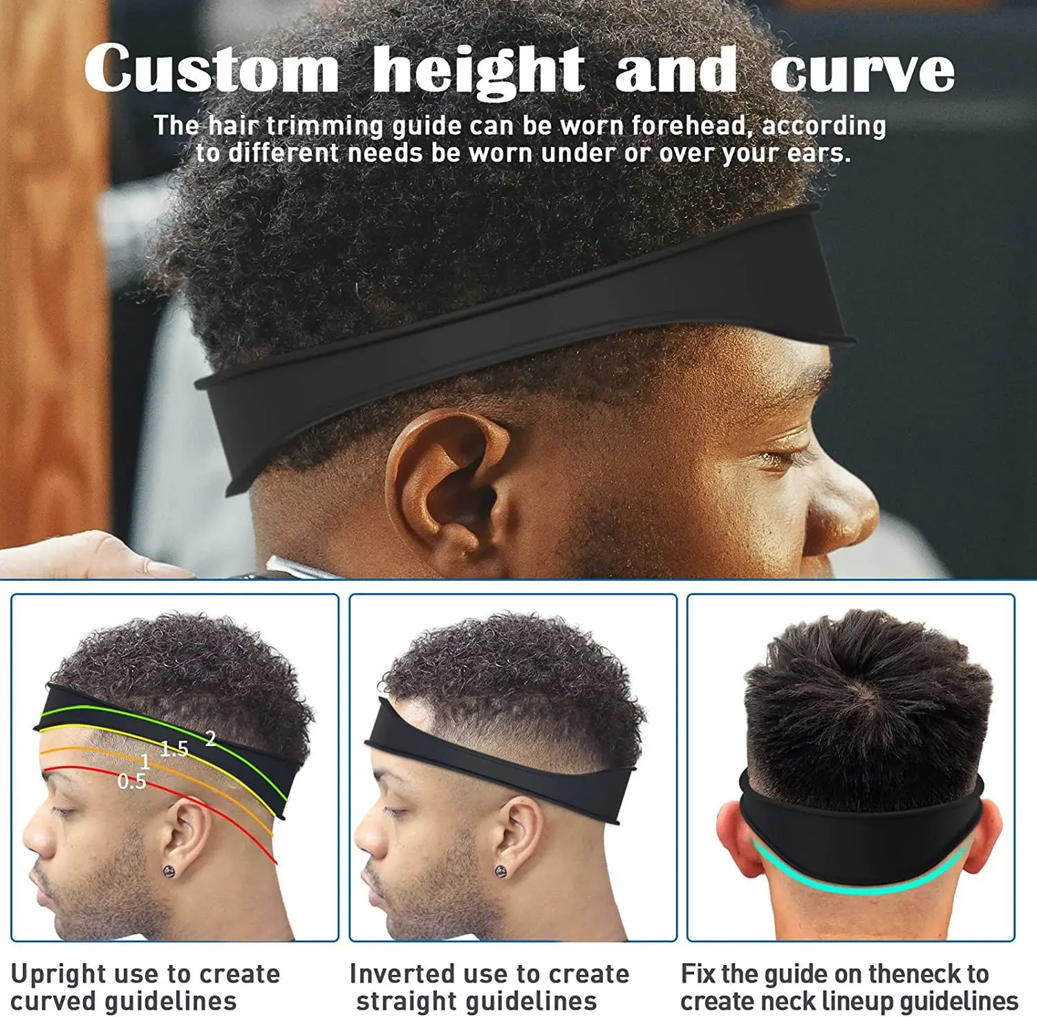 DIY Men Hair Trimming Ruler  Curved Headband Styler Ruler Barber Comb Beard Tools Hair Styling Tool