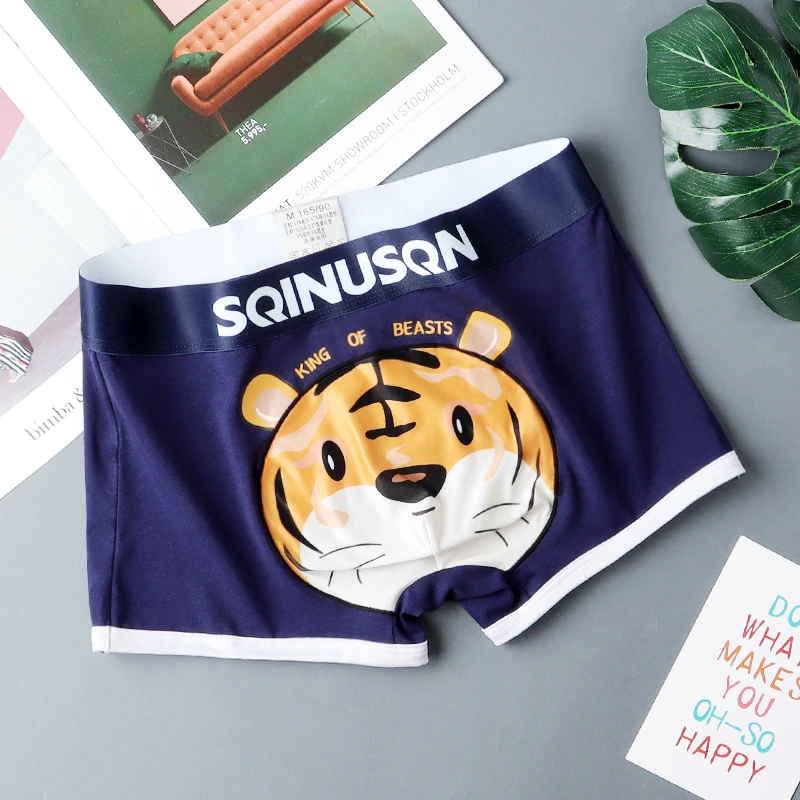 SQINUSQN New men\'s boxer panties Breathable men\'s underwear cute little tiger Comfortable Men Underpants size M-4XL