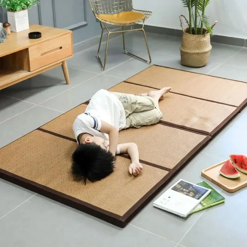 Japanese Foldable Tatami Comfortable Mattress Rectangular Floor Rattan Floor Mat Bed 4.5cm Thick Yoga Sleeping Baby Play Mat ﻿