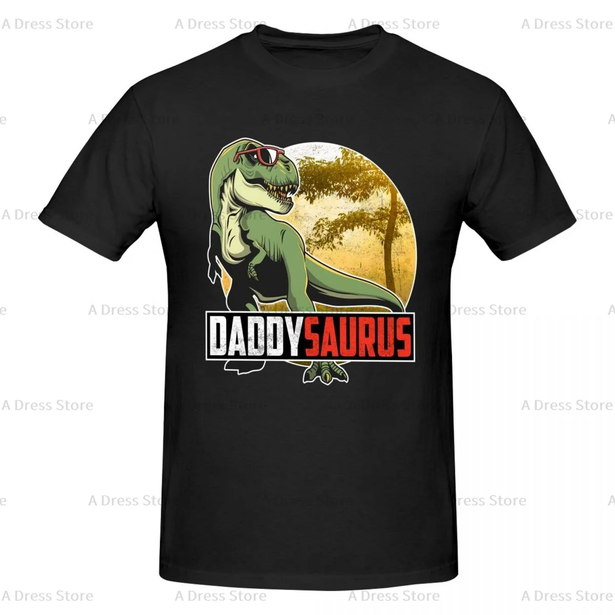 Papasaurus 4 Camiseta de cuello redondo para hombre, moderna, con estampado de gran tamaño, manga corta, regalo para todo el año