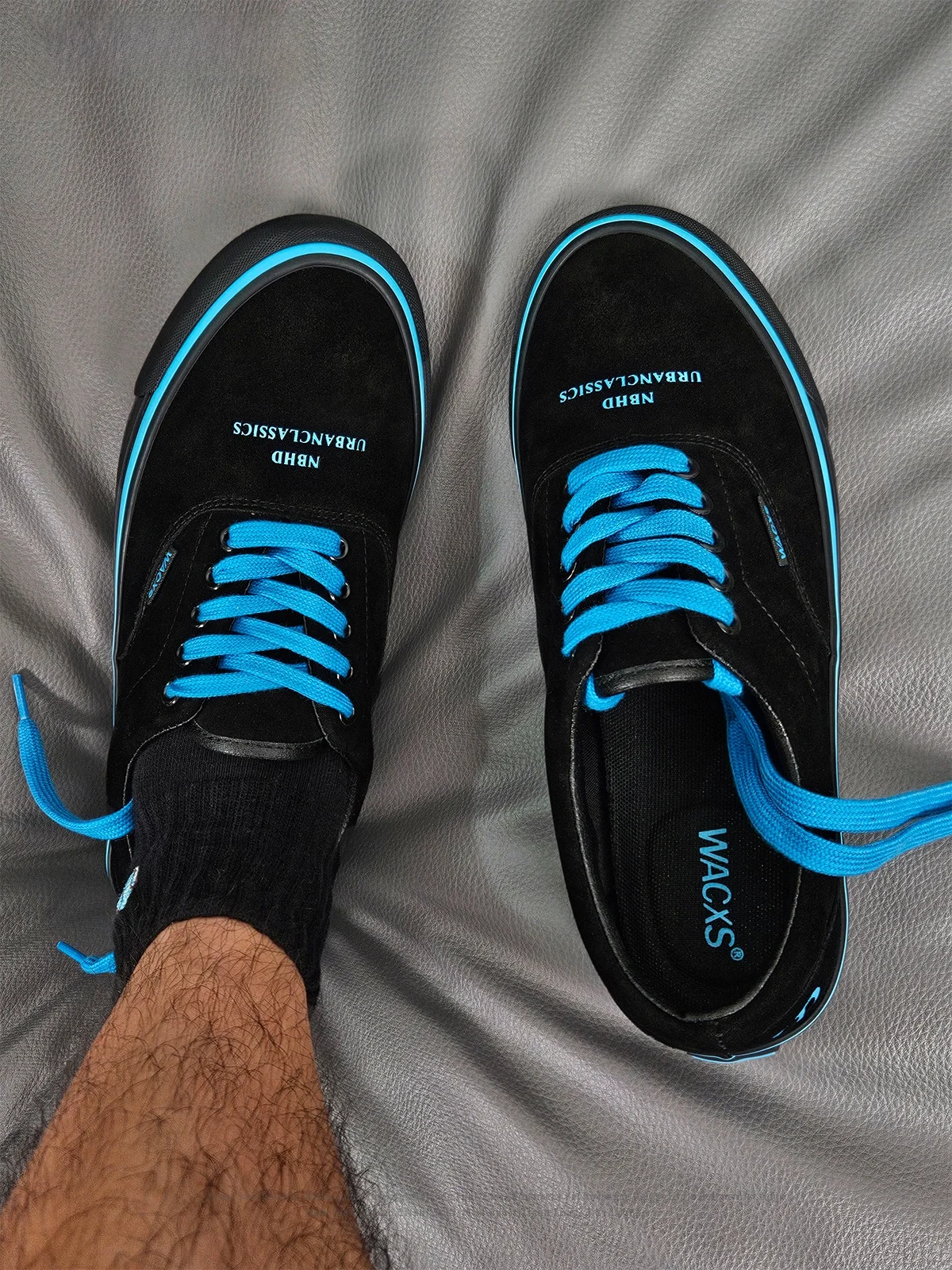 

NBHD X Era Коллекционный дизайн Низкие цельнокожаные кроссовки для пар Мятно-синие Bla ex Flats Skate oes