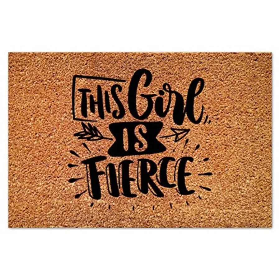 

Коврик из натурального койра This Girl is Fierce с противоскользящей основой, устойчивый к пятнам, прямоугольный, для входной двери