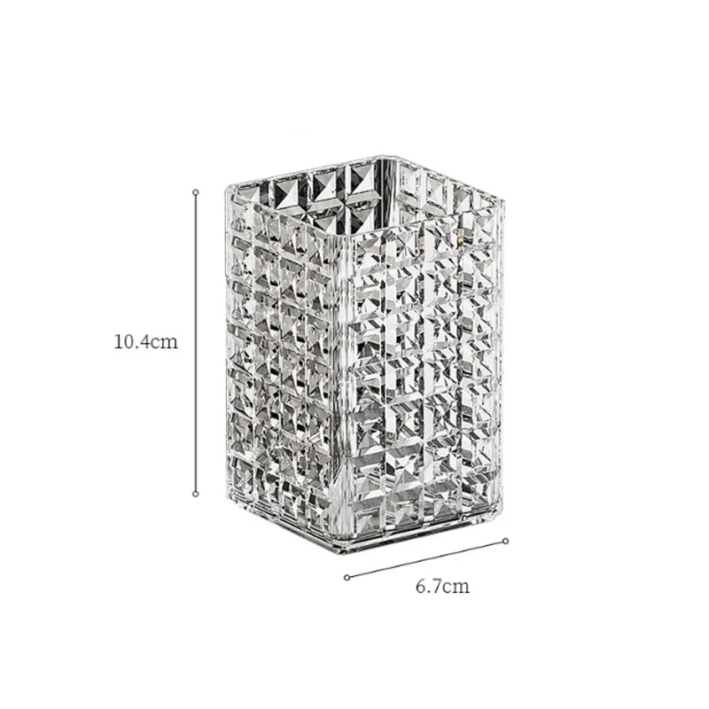 Diamond Pattern Makeup Brush Holder Multi‑Purpose Desktop PET Square Cosmetic Brushes Lip Liner Eyebrow Pencils Organizer Box