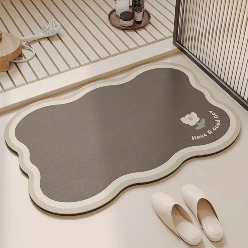 Bathroom Floor Mat Diatom Mud Non-slip Carpet Minimalist Floral Pattern PVC Water-absorbing Rug Kitchen Bathroom Door Mats Ковер