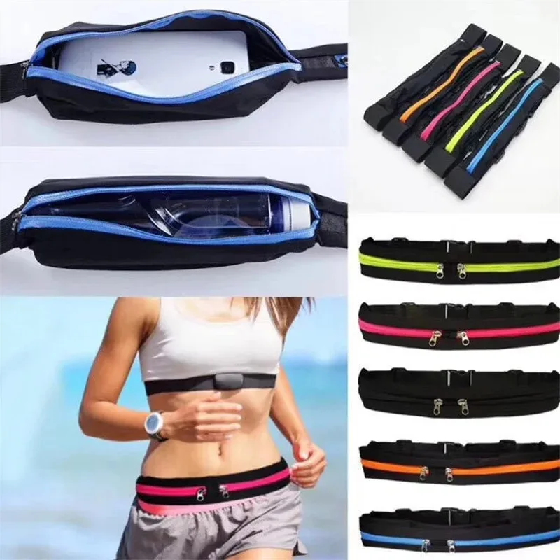 Pacote de cintura impermeável com bolso duplo, cinto de telefone, saco pequeno casual, viagem, corrida, ciclismo, caminhadas, esporte, compras