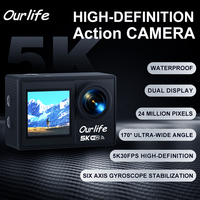 Ourlife MTR41 Action Camera 5K 30FPS Waterproof Camera Underwater 30M with EIS 5X Zoom Remote Control WiFi Sports Camera
