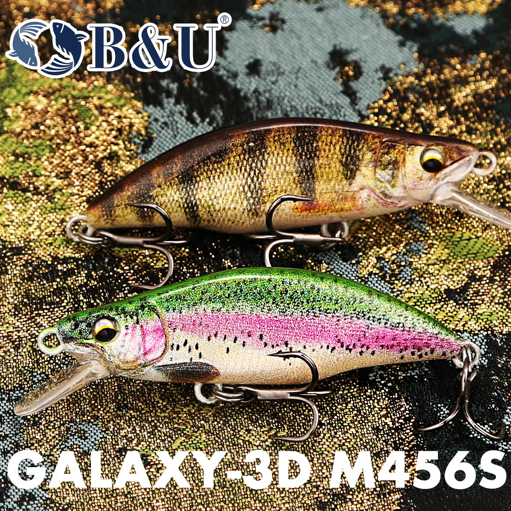 B & U – appât dur à motif de truite, leurre coulant pour la pêche au méné, assorti avec des hameçons triples pointus, des leurres d'eau douce pour bar, une truite, un brochet