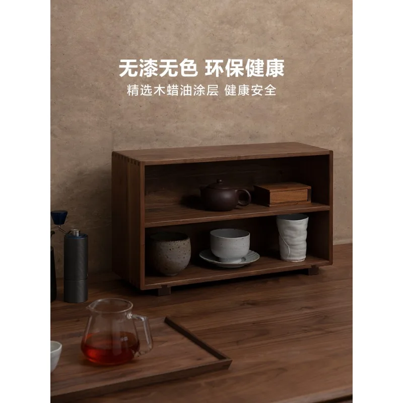 나무 탁상 선반 수납 랙 블랙 월넛 세트 컵 보관함