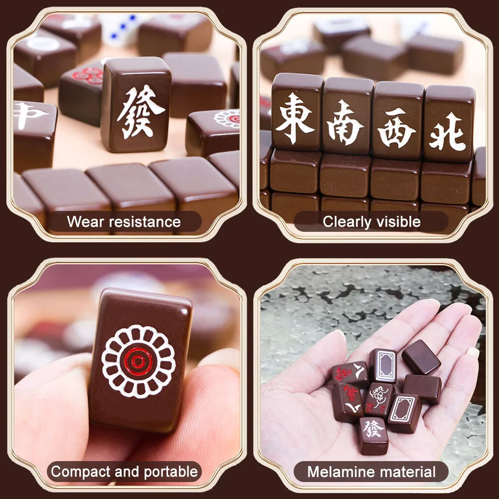 Portable Small Mahjong Set Mahjong Board Games For Adults Traditional Chinese Mahjong Tiles Outdoor Dormitory Travel Game