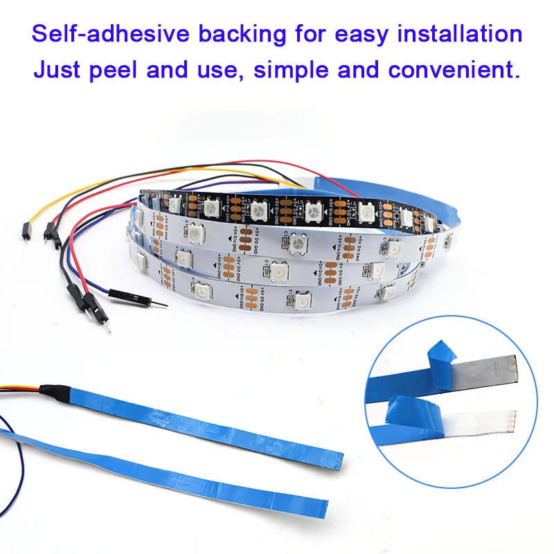 RGB Smart Programmable LED Strips for Arduino ESP32 With DuPont Male Connectors Bulit-in 2812 IC 256 Grayscale Adjustable
