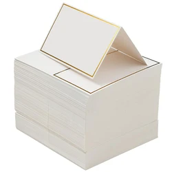 50Pcs Name Place Paper Cards Wedding Banquet Reserved Seating Blank Rectangular Foil Border Table Decor Birthday Party Greeting