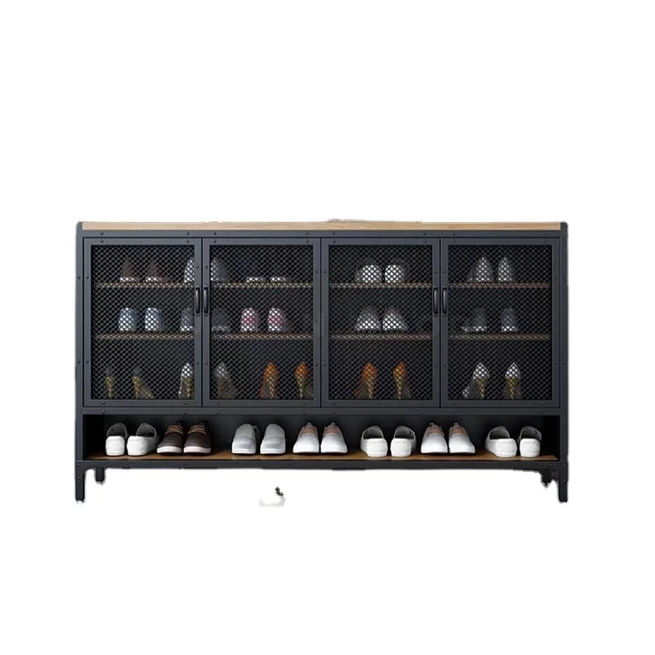 Freestanding Shoe Storage Cabinet Shoe Organizer Cabinet with Open Shelves for Entryway Wooden Shoe Storage Cabinet