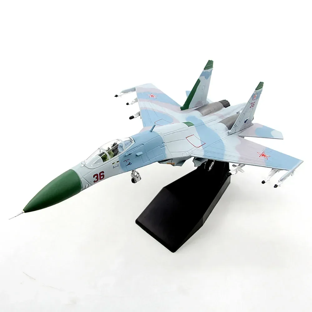 AMER Soviet SU-27SK Sideguard Fighter 36 # Su 27 Aircraft Model 1/100 Scale Model Military Collection Decoration Gift Display