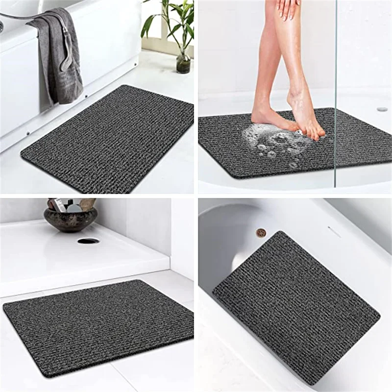 Shower Mat Bathtub Mat Non-Slip Bath Mat with Drain Quick Drying PVC Loofah Bathmat for Tub Shower Bathroom