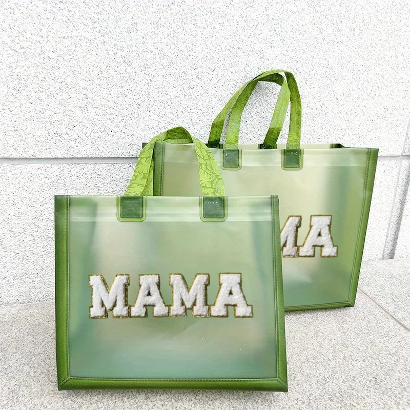 5pcs Shopping Bag Pvc Large Capacity Handbag Mama Letter Bag Shopping Shopping Handbag Mother\'s Day Gift For Mother