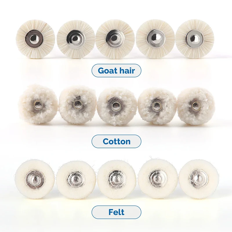 5Pcs Dental Polishing Brush Felt Wheel Wool Cotton Polishing Brushes Polisher for Rotary Tools 2.35mm Polishing Wheel