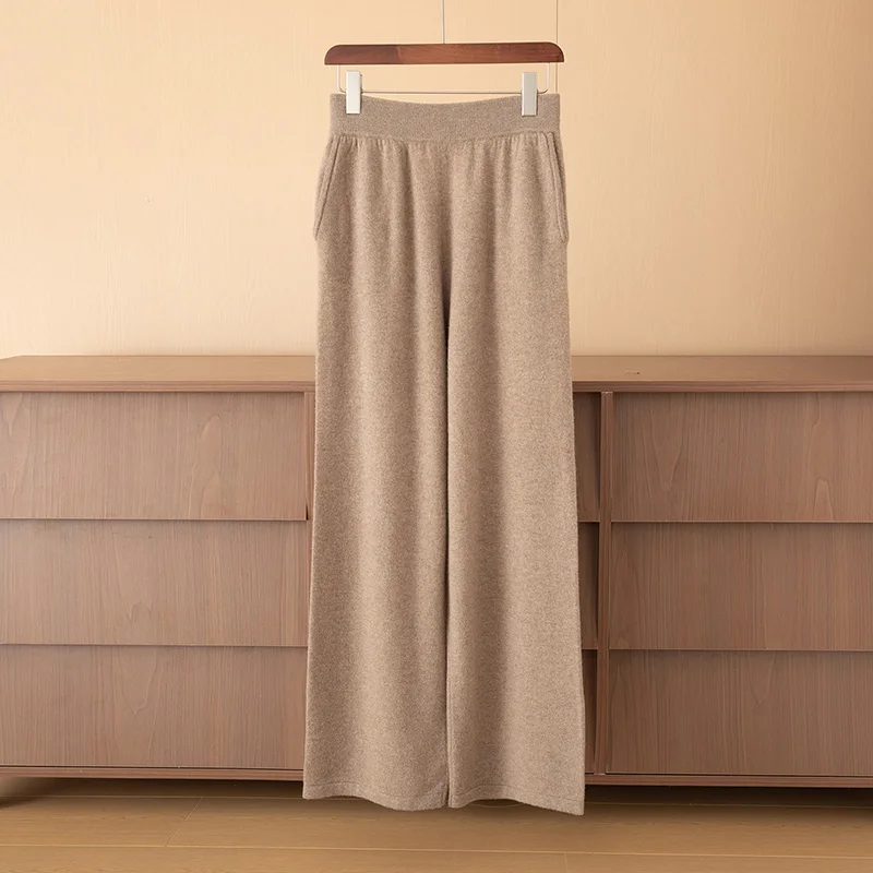 100% Australia Wool Men's Suit Autumn Winter Hooded Long Sleeved Knitted Cardigan Elastic Casual Straight Leg Pants 2-piece Set