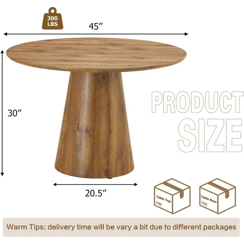 45'' Round Dining Table, Small Round Dining Table, Wood Dinner Table Use or Kitchen, Easy Assemble, Saving Space