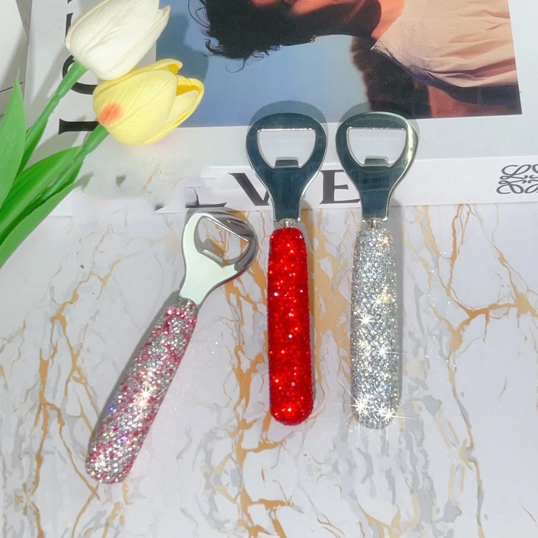 Bling Rhinestone Beer Bottle Opener Wood Handle Bottle Quick To Open Small Portable Opener Bartender tool Home Bar Restaurant