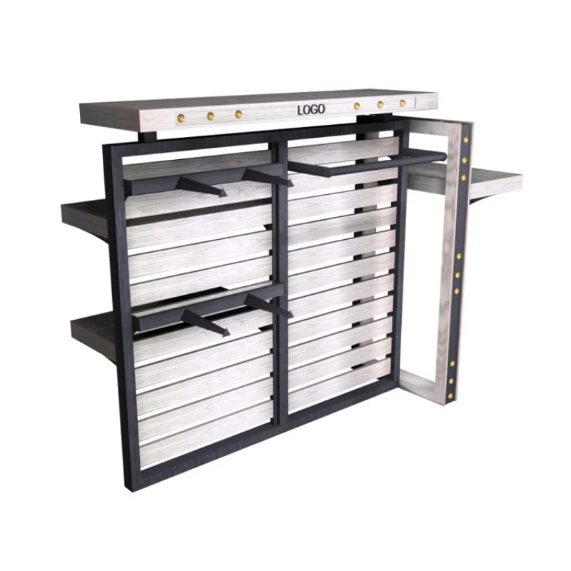 [Customized]metal wood clothing store displays design  clothing floor display rack