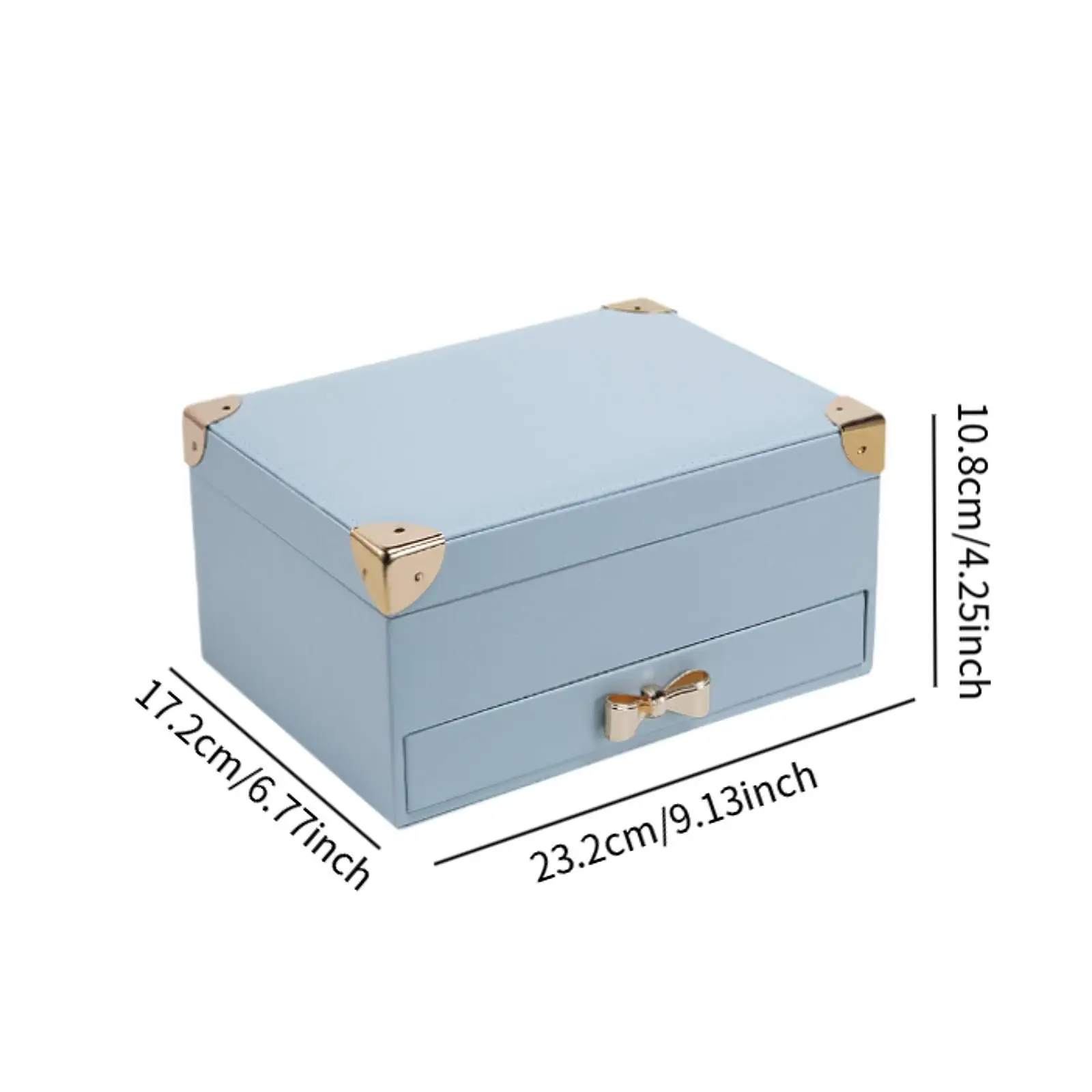 صندوق مجوهرات مكون من طبقتين صندوق تخزين المجوهرات لقلادة وأقراط