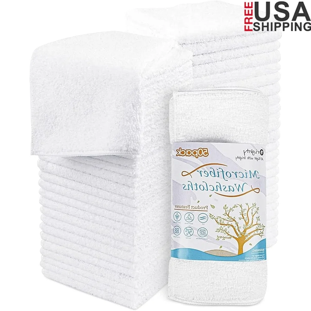 

50 упаковок мочалок из микрофибры, мягкие высоко впитывающие полотенца для лица, рук, многофункциональные, легкие в уходе, для спортзала, кухни, путешествий