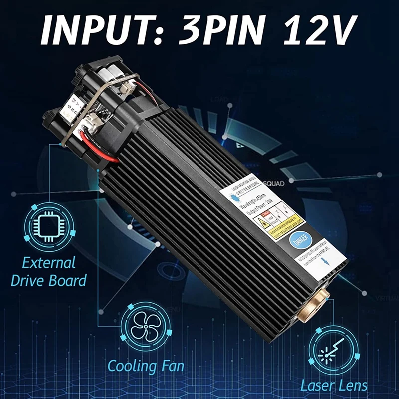 20W Laser-Module Kit 5.5W Optical Power 12V 450Nm Laser-Head Engraving Tool Metal For 4540 CNC Router Machine