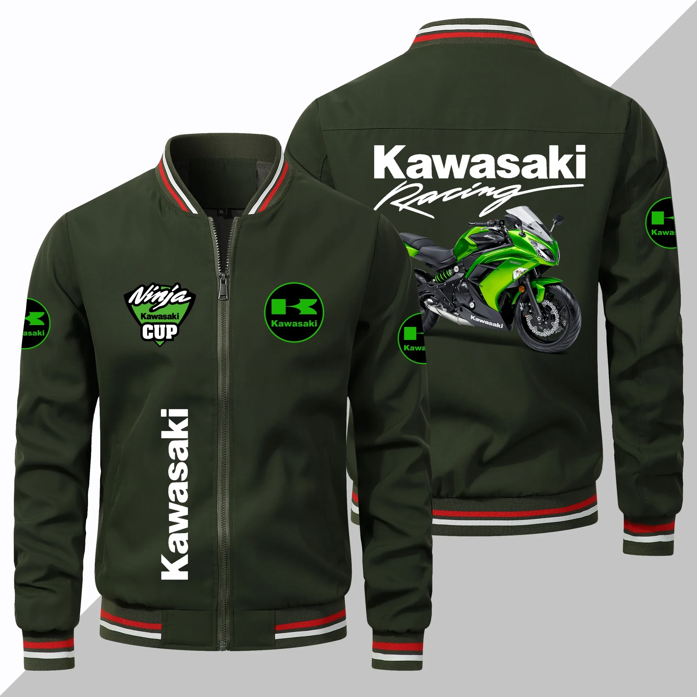 2024 Men\'s Jacket Leisure Harajuku Racing Team Club Customized Clothing Coat Motorcycle Racing Jacket Kawasaki Sportswear