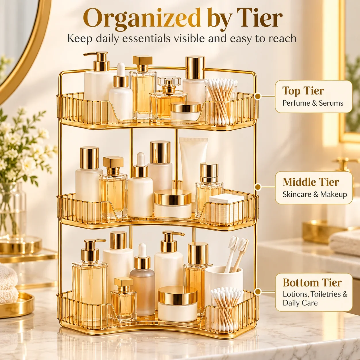 Gold Corner Vanity Organizer 5