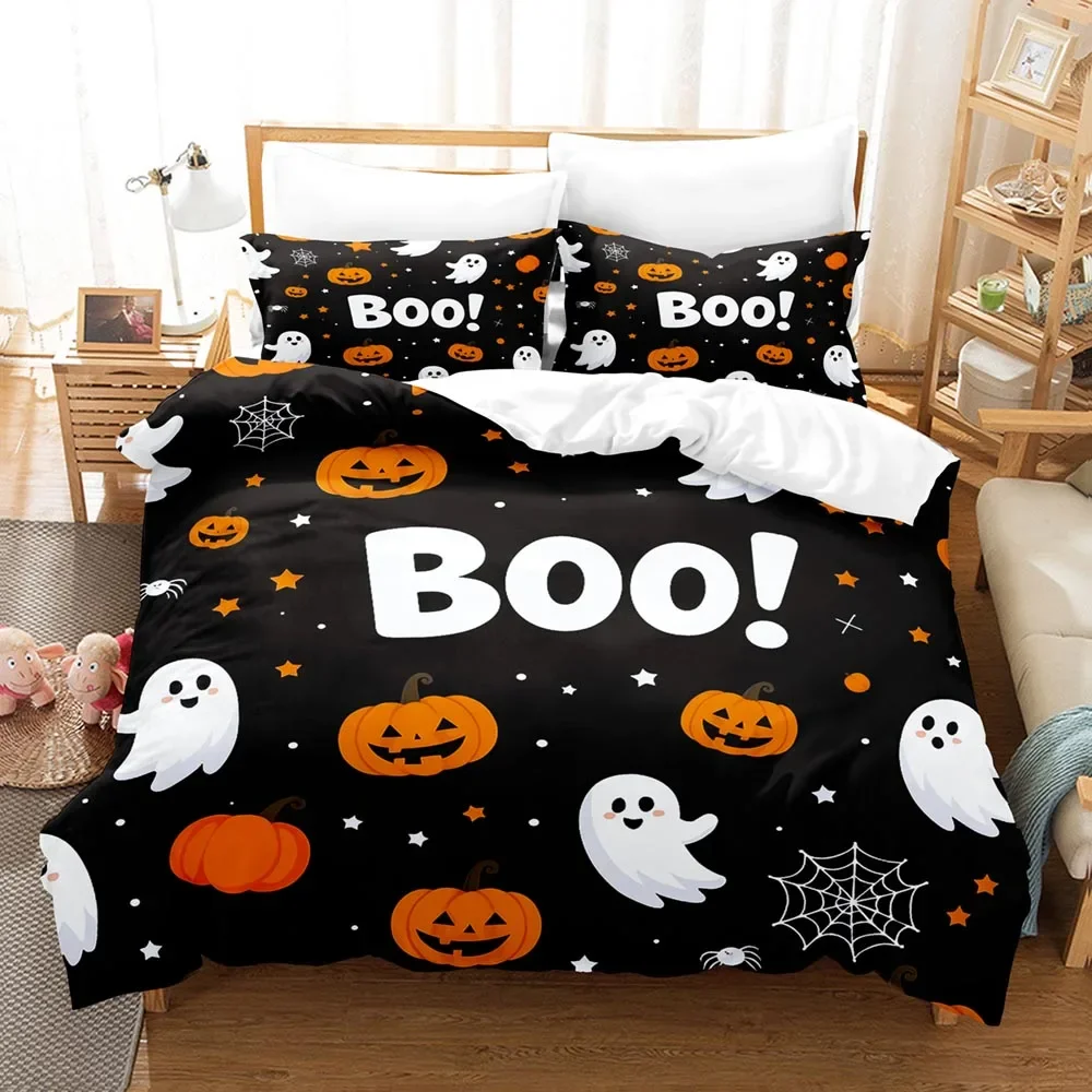 3D Digital Printing 2-3 Piece Set (No Core) Suitable for Bedroom Duvet Cover Set Halloween Decor Happy Halloween Bedding Set
