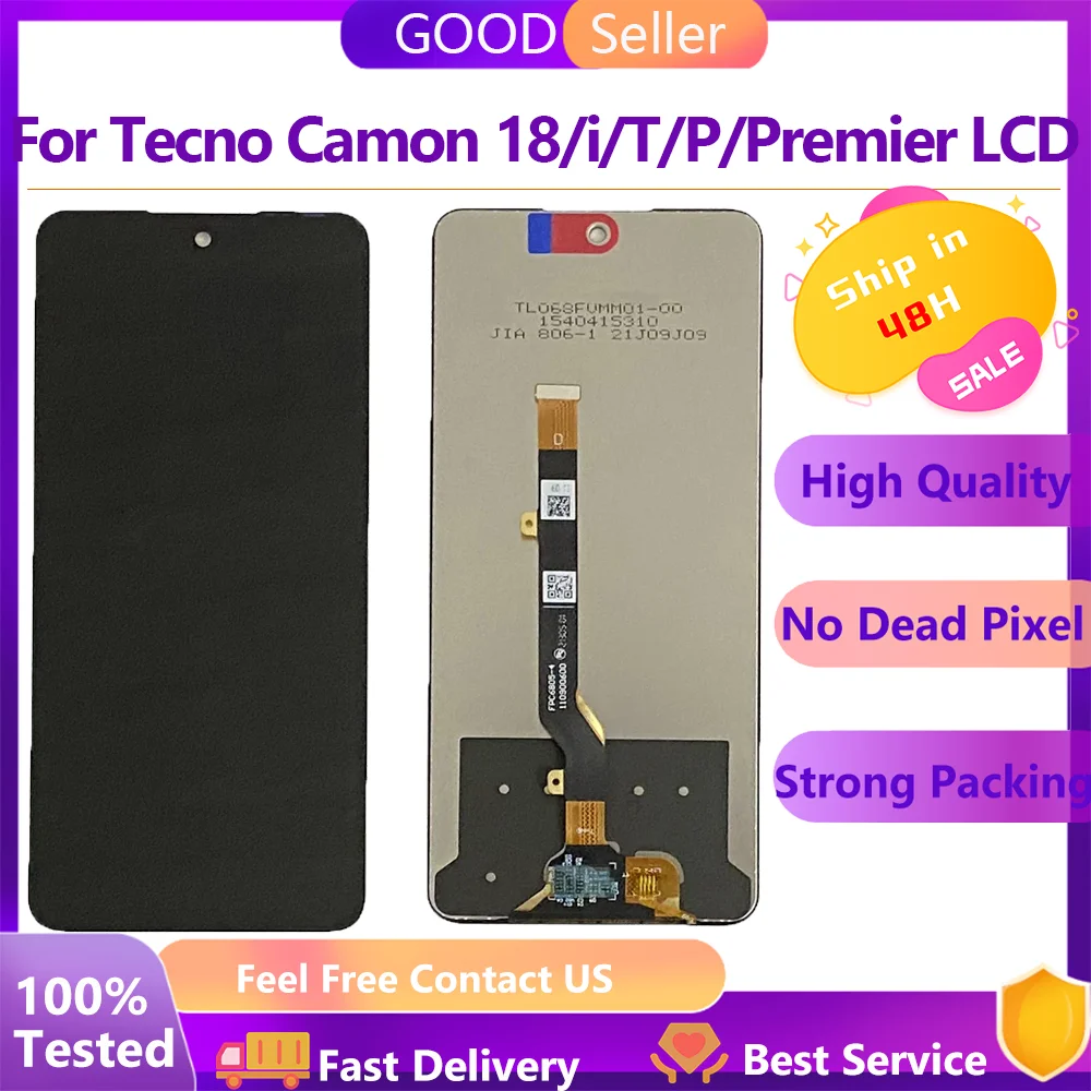 

For Tecno Camon 18 CH6n LCD Display Touch Screen Digitizer For Tecno Camon 18P CH7n LCD Camon 18T 18i 18 Premier LCD Sensor