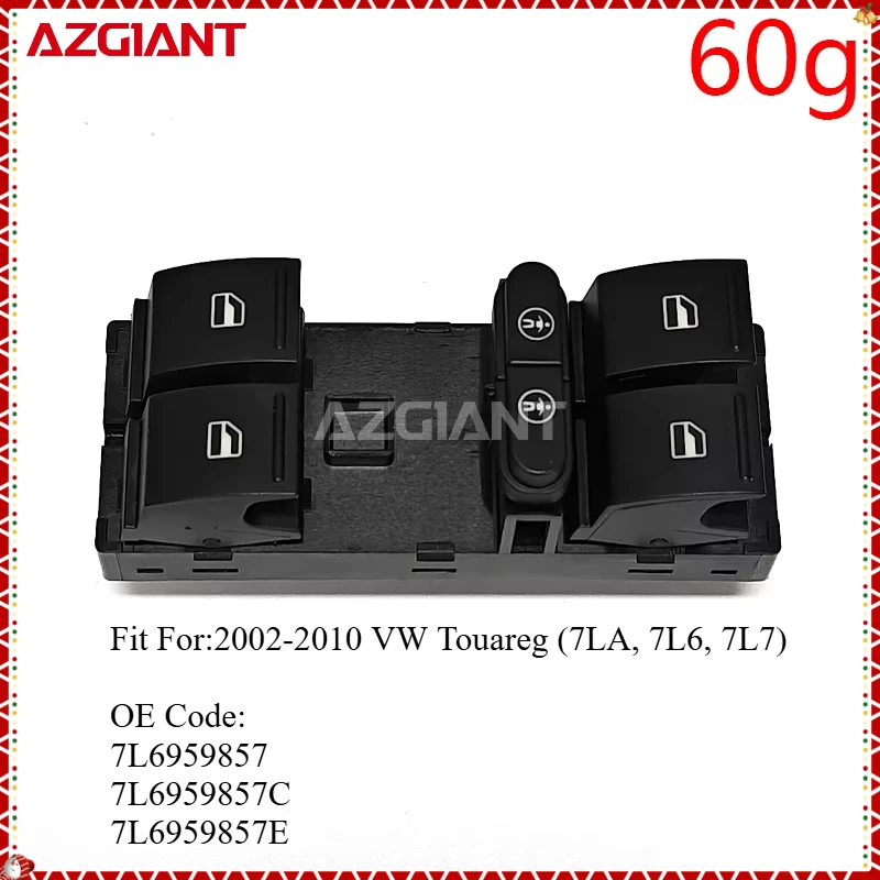 

For 2002-2010 VW Touareg (7LA, 7L6, 7L7) Electric Window Glass Lifter Controller Front Left 10 Pins Main Switch Kits 7L6959857C