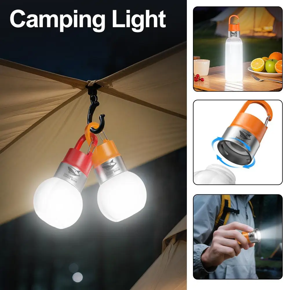 Rechargeable Mini LED Handheld Flashlight USB C Torch RGB Ambient Light Outdoor Camping Waterproof Tent Lamp Portable Hook Lamp