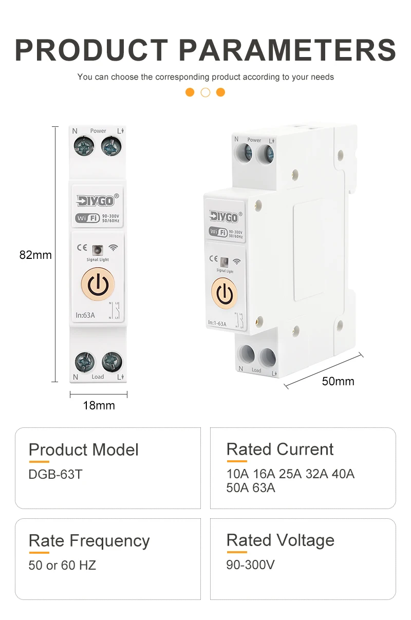 WLAN-Schutzschalter Kompatibel mit Tuya APP Fernbedienung Heim-Timer-Relais DGB-63T Messung Überwachung Spannung Stromschutz – Detail 11