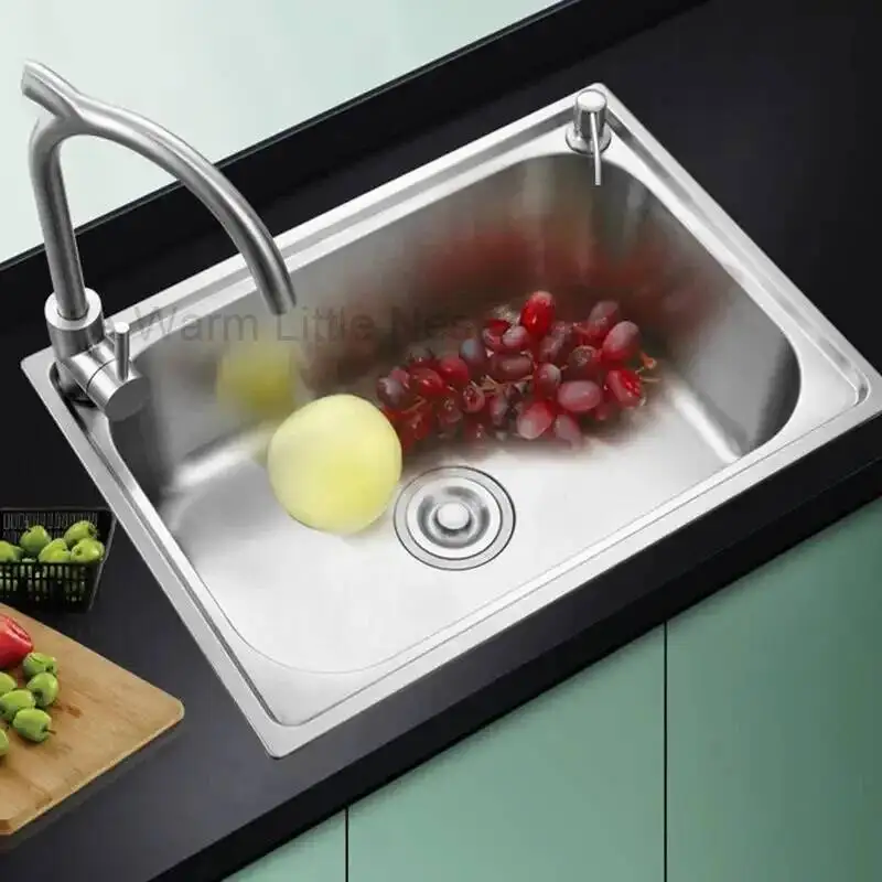 Stainless Steel Kitchen Sinks luxury Wash Basin Thickened Washing Sink creative washbasin Single Table Basin Kitchen Accessories