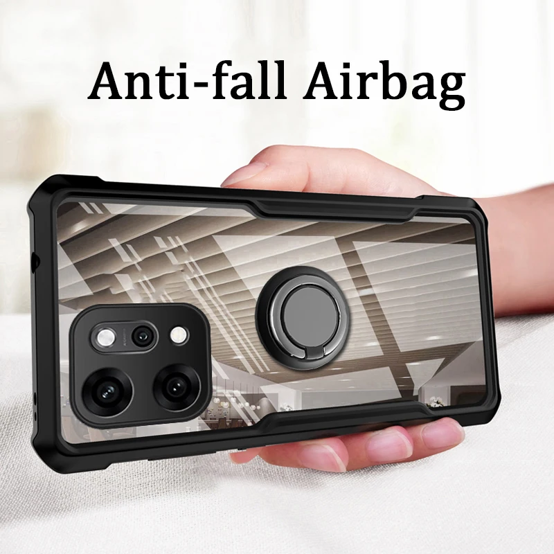 حافظة لهاتف OPPO Reno 14 Pro 5G 14F حافظة شفافة من الأكريليك بولي يوريثان إطار ناعم غطاء خلفي OPPO Reno 14 Pro 14F 5G حامل مغناطيسي حلقة Coque