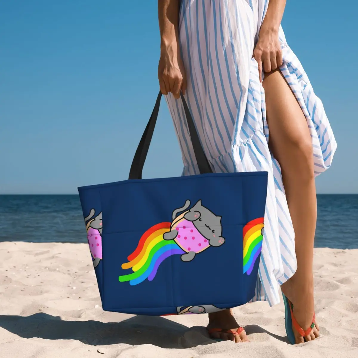 Bongo Cat Nyan Beach Tote Bag Sport Gym Yoga Duffle Large Tote Bag Women Travel Bag Fitness bag