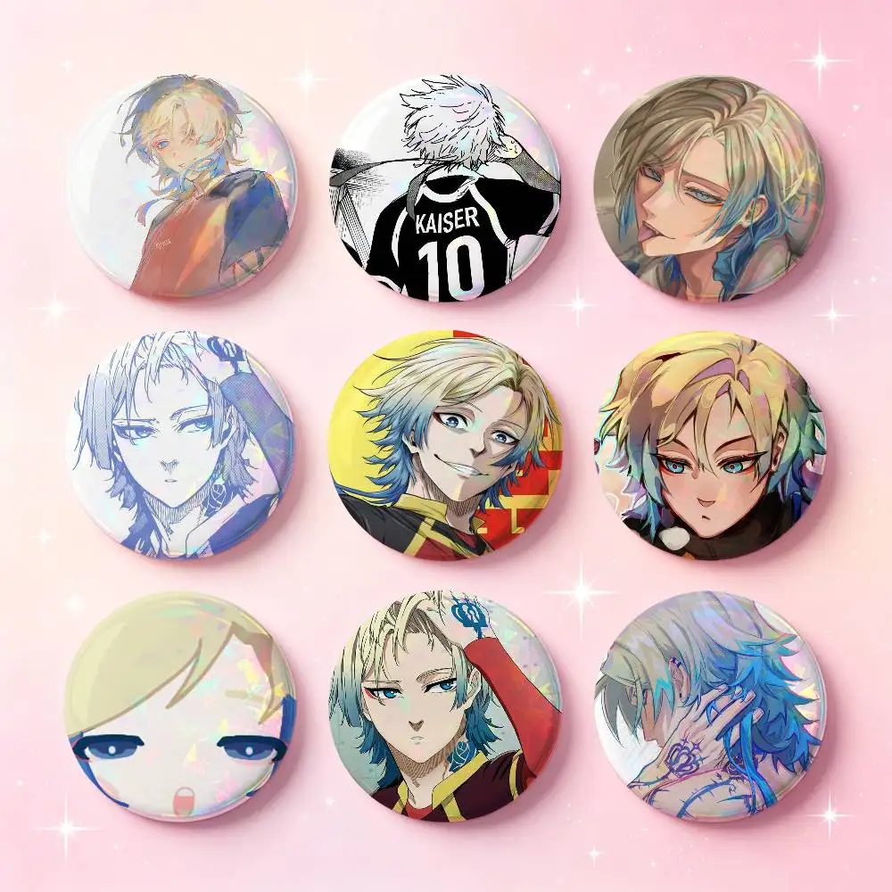 Cute M-Michael Kaiser Badges 25 32 44 58 75 Mm Round Cosplay Pin Bag Decor Fans Collect Friends Gifts Brooch Souvenir