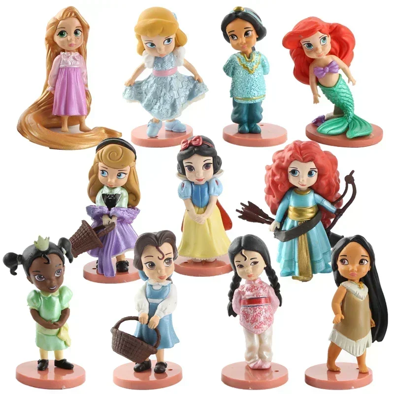 Disney Princess Anime Figure Toys Rapunzel Snow White Cinderella Fairy Pocahontas Doll Decoration Accessories Children Gifts