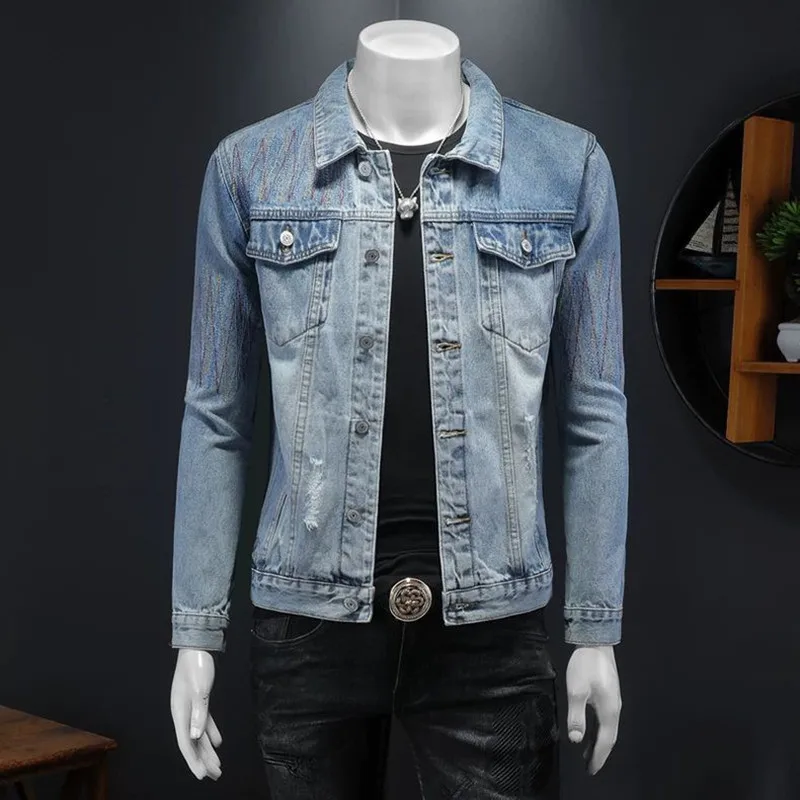 

Autumn and Spring Fashion Trend American Vintage Motorcycle Pilot Denim Jacket Men's Casual Loose Sports High-grade Outerwear