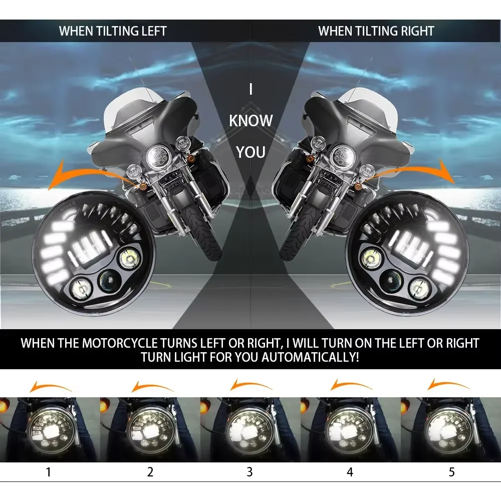 1/2Pcs 7 Inch Round LED Headlight Hi/Lo Beam DRL Amber Turn Signal Lamp Universal For Wrangler CJ TJ Motorcycle Offroad Vehicle