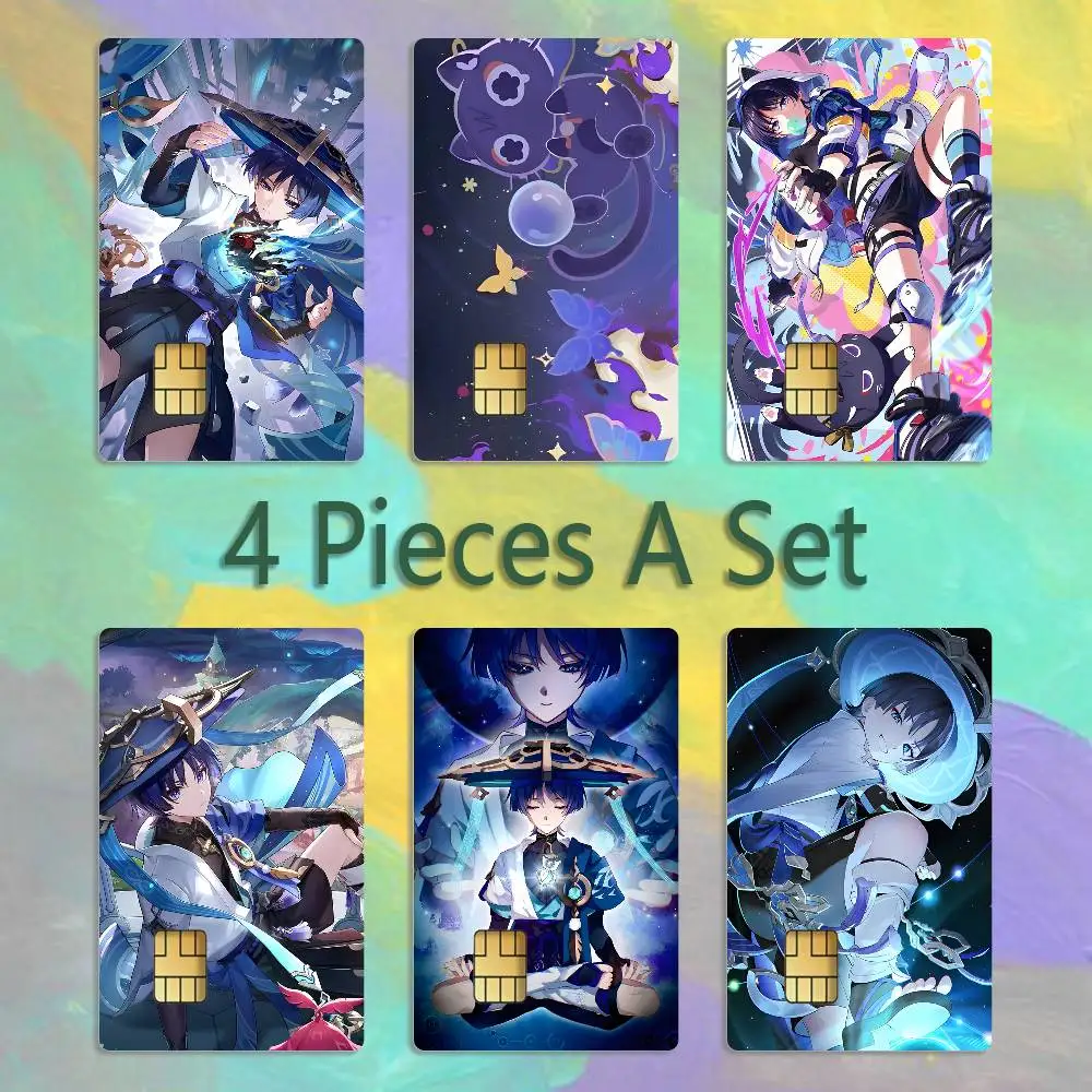 

Scaramouche G-Genshin Impact Credit Card 4PCS Anti-scratch Waterproof Stickers for Bank Debit Decorative Protection