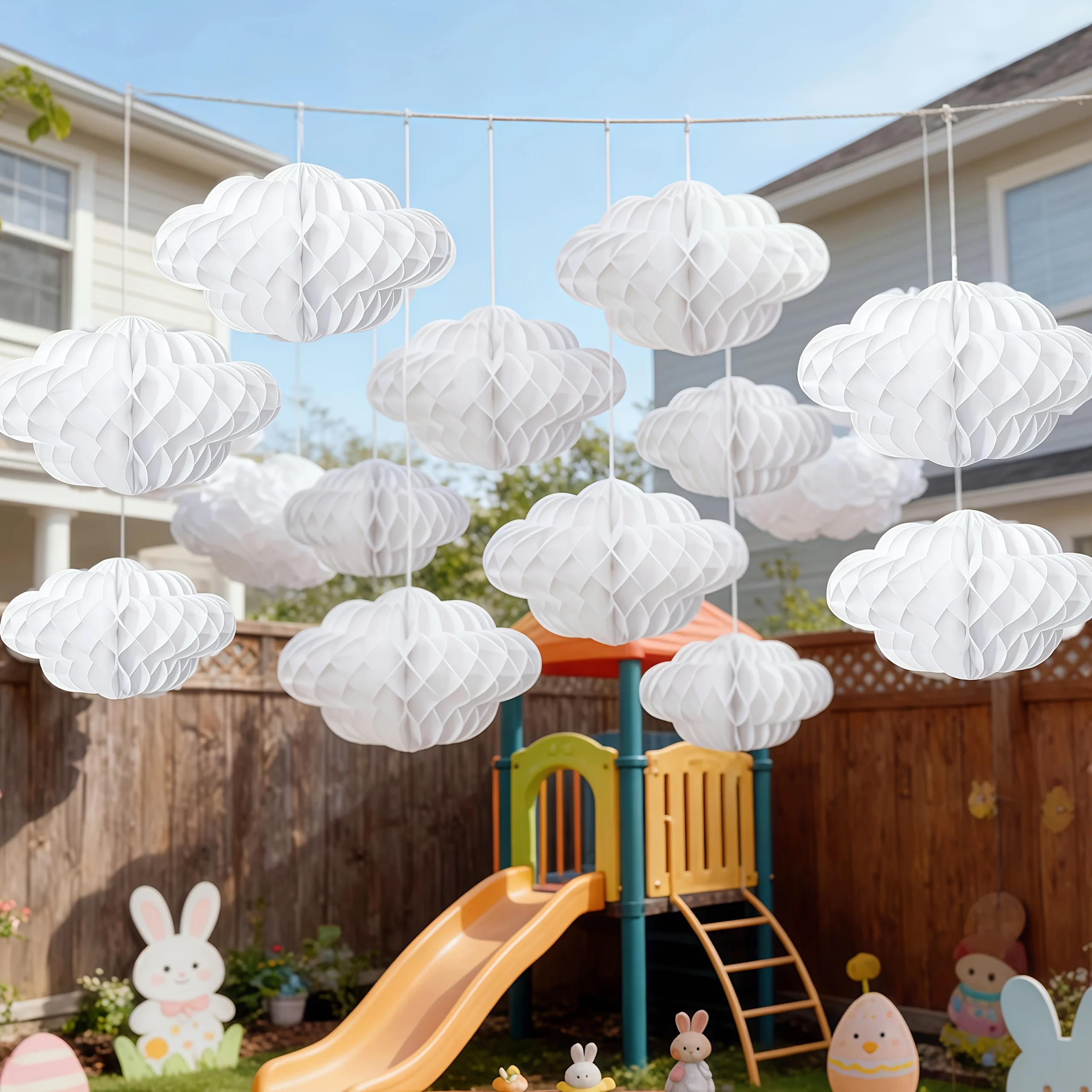 4pcs/set 15cm Decorative Paper Honeycomb Ball White Cloud Wedding Kid Birthday Party Decoration Baby Shower Supplies