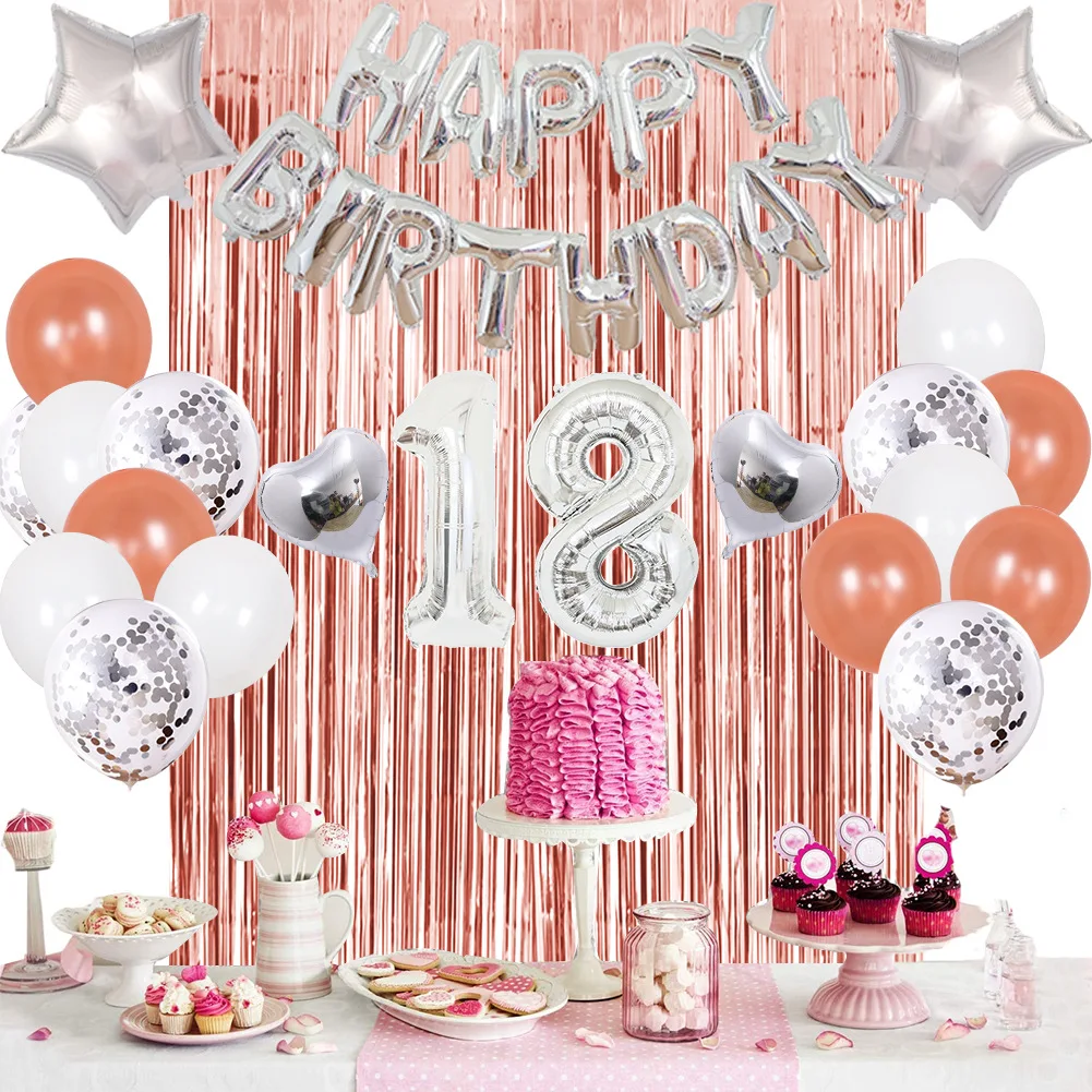 Rose Gold Happy Birthday Letter Balloon Package 32 Inch Birthday Party Decoration Balloons