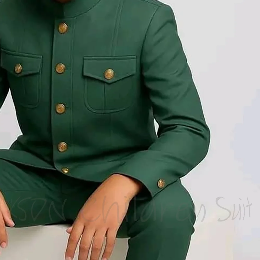 Boy Child Costume Stylish Stand Collar Single Breasted Children's Clothing Two Pieces Jacket Pants Evening Party Prom Boys Suit