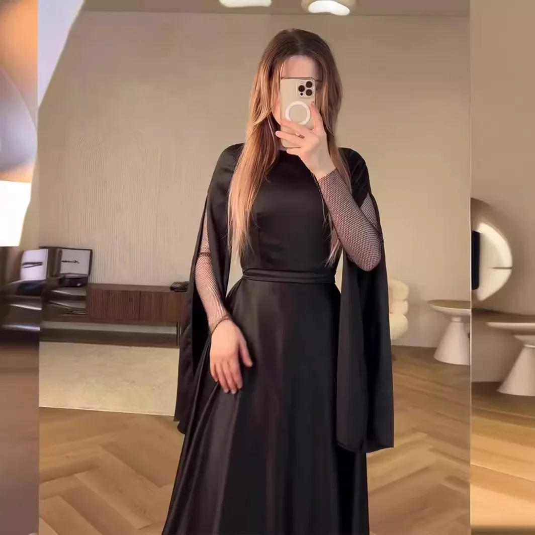 Women Bandage Maxi Dress High Waist 2024 Fashion Patchwork Elegant Long Sleeve Dress Ladies Gown Long Dress